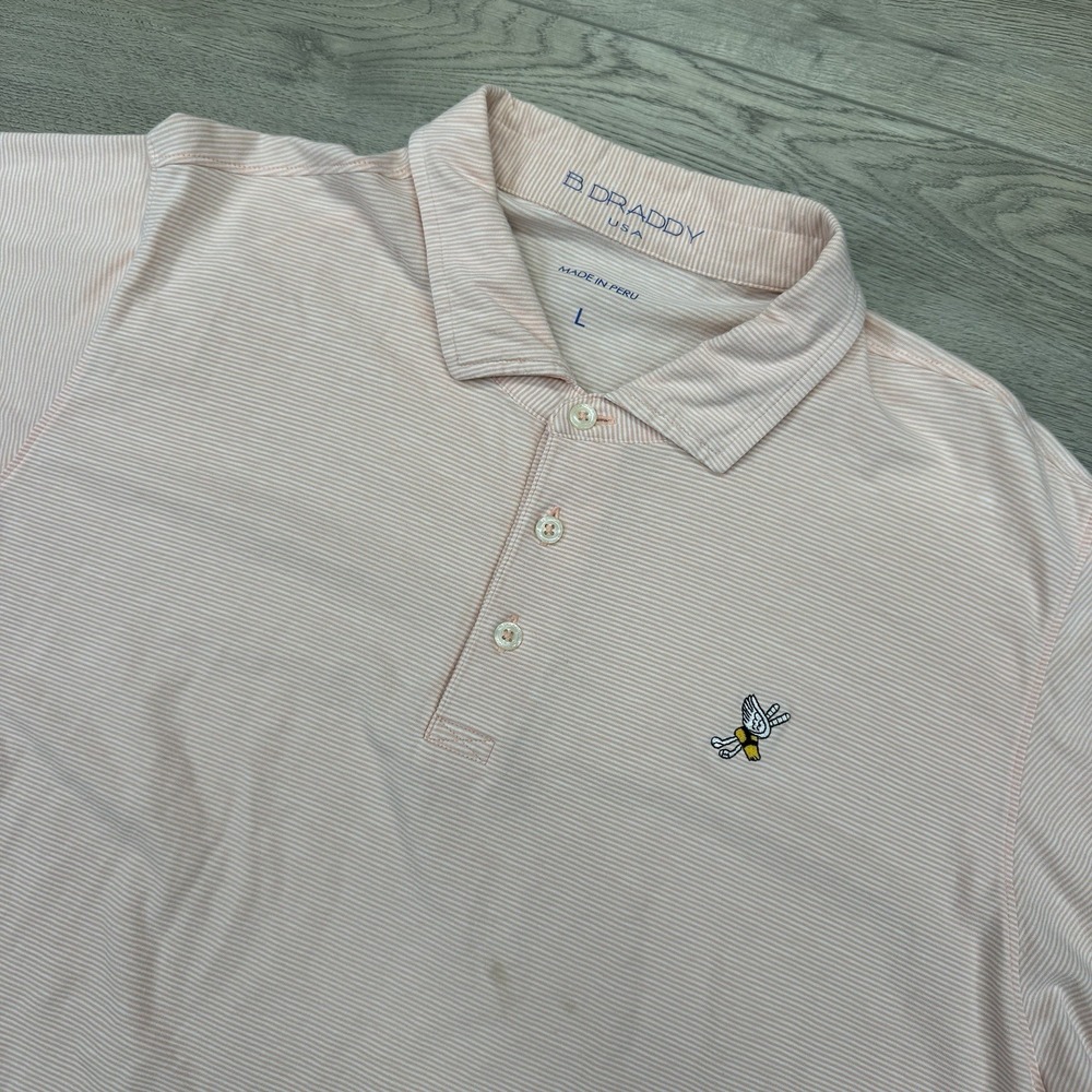B Draddy USA Striped Winged Foot Polo Men's Sz‎ L Anderson Memorial Golf FAIR